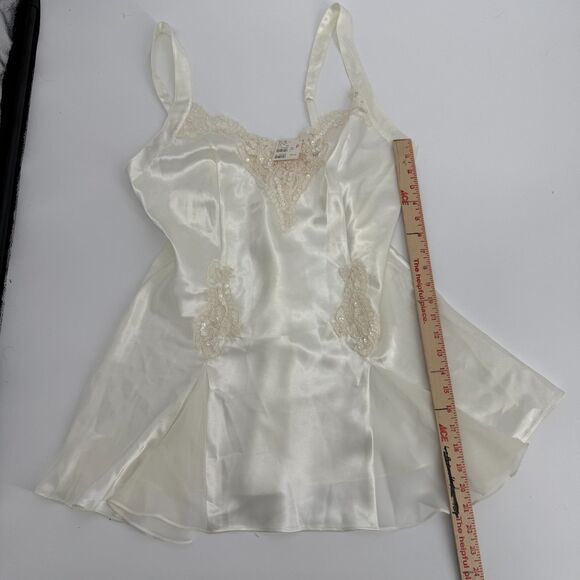 Vtg Victoria's Secret Slip Dress Chemise Sz L Ivory Lingerie 90s Coquette Bridal - Picture 12 of 12